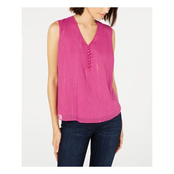 MAISON JULES Womens Sleeveless V Neck Blouse - Picture 1 of 4